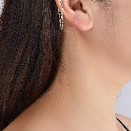 1 pc Punk Jewelry Gold Silver Chain Cartilage Earrings Ear Cuff Hiphop Accessory-0