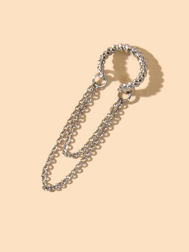 1 pc Punk Jewelry Gold Silver Chain Cartilage Earrings Ear Cuff Hiphop Accessory-1