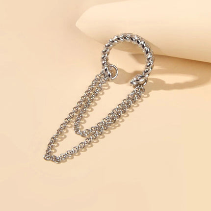 1 pc Punk Jewelry Gold Silver Chain Cartilage Earrings Ear Cuff Hiphop Accessory-2
