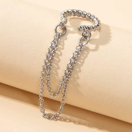 1 pc Punk Jewelry Gold Silver Chain Cartilage Earrings Ear Cuff Hiphop Accessory-3