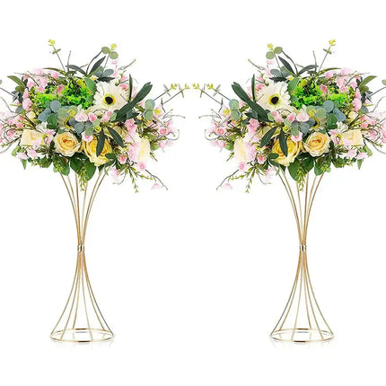 2-Pack Iron Flower Stand Vases Wedding Centerpiece Stands Gold