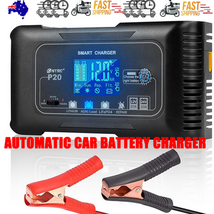NNEDSZ 12/24V Automatic Car Battery Charger For Lithium Lifepo4 Lead-Acid AGM/Gel/SLA